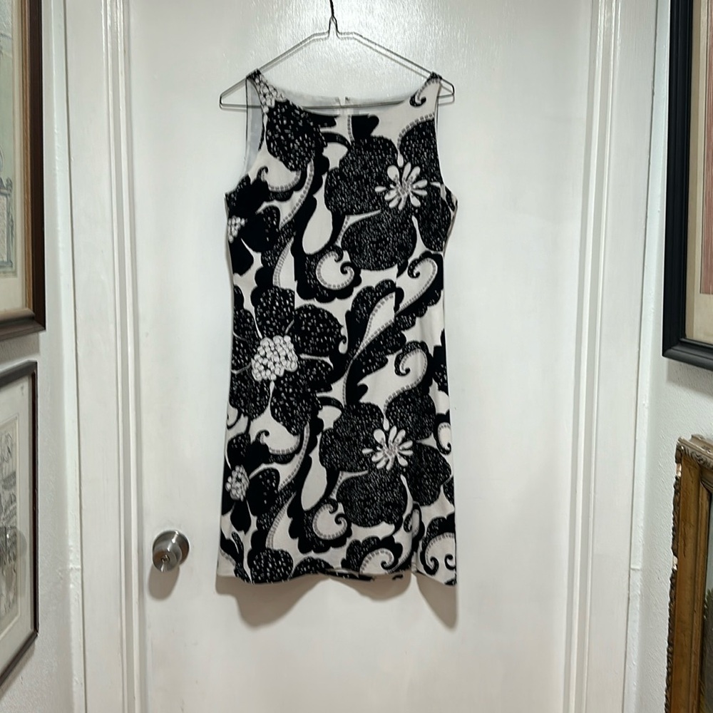 Anna Sui for Anthropologie tank dress. Size 8 Black/ gray/ white floral print.